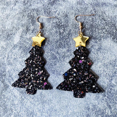 Acrylic Christmas Tree Glitter Earrings Christmas Gift Party Jewelry