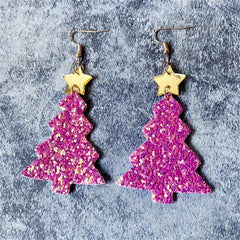 Acrylic Christmas Tree Glitter Earrings Christmas Gift Party Jewelry