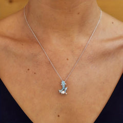 Women Dolphin Faux Pearl Rhinestone Pendant Necklace Sea Animal Jewelry