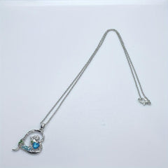 Heart Mermaid Crystal Charm Pendant Necklace For Women
