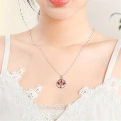 Red Crystal Tree Of Life Ring Pendant Necklace For Women