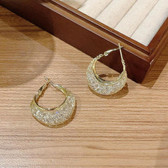 Hollow Mesh Earrings Golden Plated Crescent Earrings