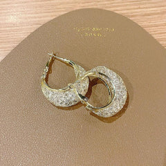Hollow Mesh Earrings Golden Plated Crescent Earrings