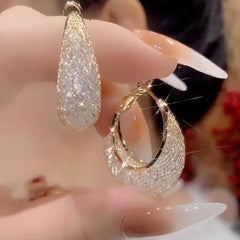 Hollow Mesh Earrings Golden Plated Crescent Earrings