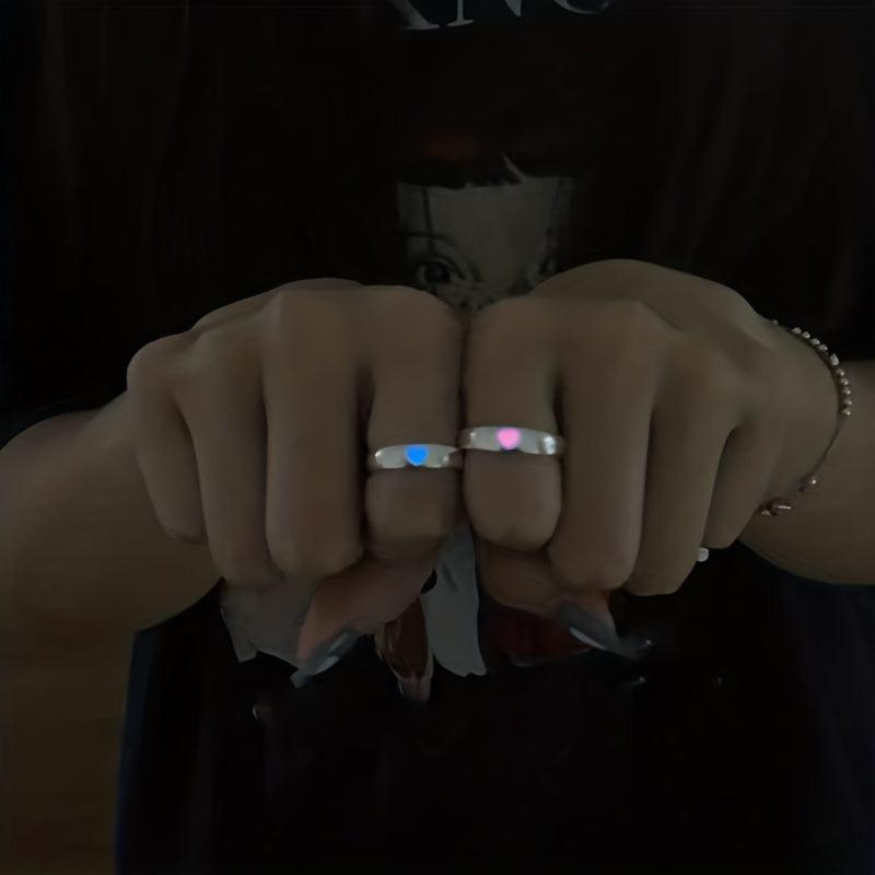 Luminous Couple Ring Glow In Dark Adjustable Finger Rings