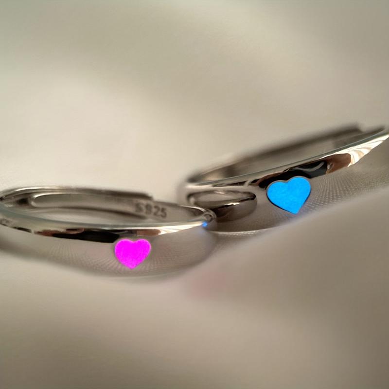 Luminous Couple Ring Glow In Dark Adjustable Finger Rings