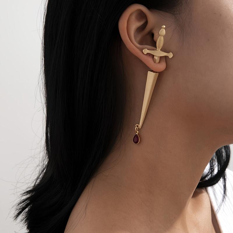 Vintage Sword Stud Earrings Punk Ear Jewelry Women Gothic Mystical Earrings