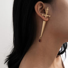 Vintage Sword Stud Earrings Punk Ear Jewelry Women Gothic Mystical Earrings