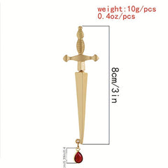 Vintage Sword Stud Earrings Punk Ear Jewelry Women Gothic Mystical Earrings
