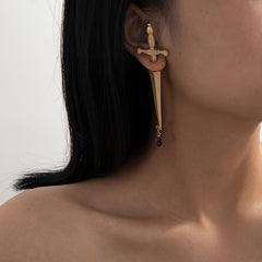 Vintage Sword Stud Earrings Punk Ear Jewelry Women Gothic Mystical Earrings