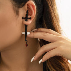 Vintage Sword Stud Earrings Punk Ear Jewelry Women Gothic Mystical Earrings