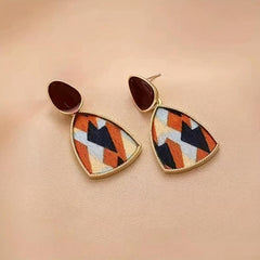 Geometric Autumn Winter Silver Needle Drop Earrings
