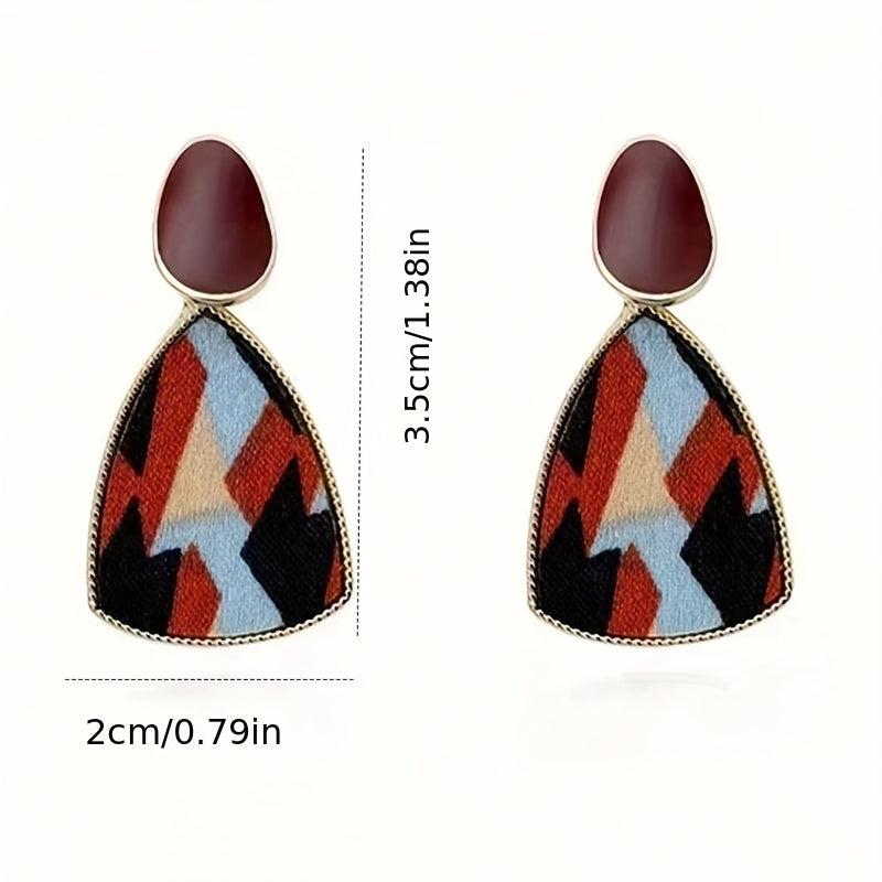 Geometric Autumn Winter Silver Needle Drop Earrings
