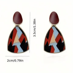 Geometric Autumn Winter Silver Needle Drop Earrings
