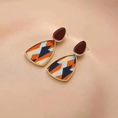 Geometric Autumn Winter Silver Needle Drop Earrings