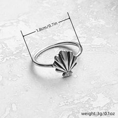 Retro Silvery Shell Ocean Wave Ring