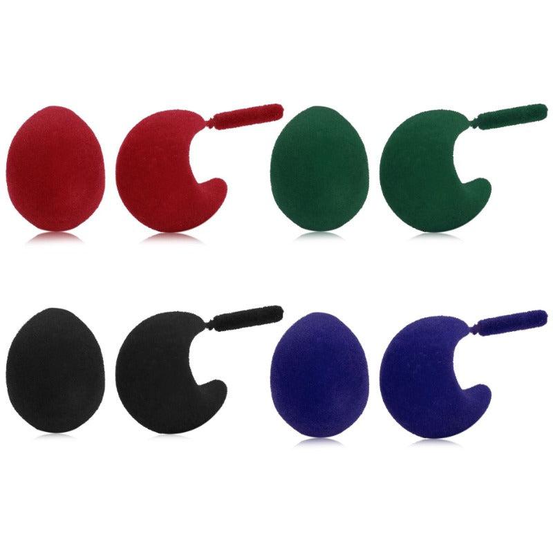 C-shaped Flocking Colorful Stud Earrings Retro Plant Velvet Geometric Earrings