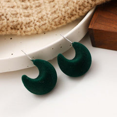 C-shaped Flocking Colorful Stud Earrings Retro Plant Velvet Geometric Earrings