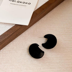 C-shaped Flocking Colorful Stud Earrings Retro Plant Velvet Geometric Earrings