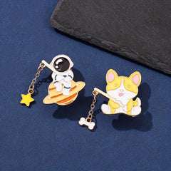 2pcs Astronaut Star Moon Enamel Pins for Kids