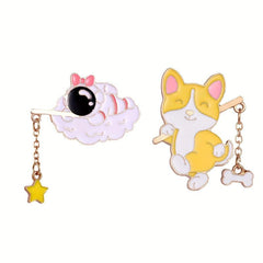 2pcs Astronaut Star Moon Enamel Pins for Kids