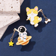 2pcs Astronaut Star Moon Enamel Pins for Kids