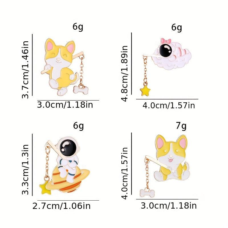 2pcs Astronaut Star Moon Enamel Pins for Kids