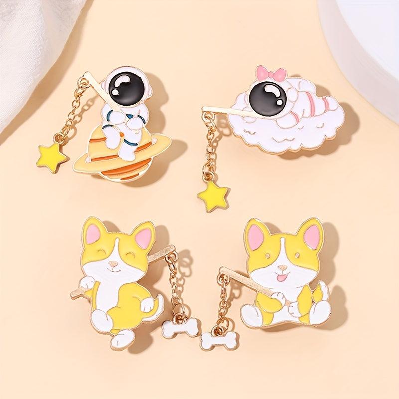 2pcs Astronaut Star Moon Enamel Pins for Kids