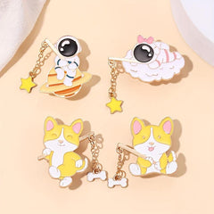 2pcs Astronaut Star Moon Enamel Pins for Kids