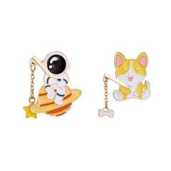 2pcs Astronaut Star Moon Enamel Pins for Kids