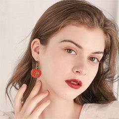 Halloween Pumpkin Crystal Dangle Earrings For Women Girls