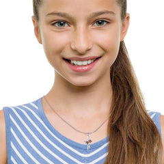 Ladybug Flower Cross Necklace for Women and Girls