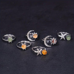 Natural Ghost Quartz Ring Jewelry Adjustable Ring Holiday Healing Crystals
