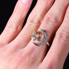 Natural Ghost Quartz Ring Jewelry Adjustable Ring Holiday Healing Crystals