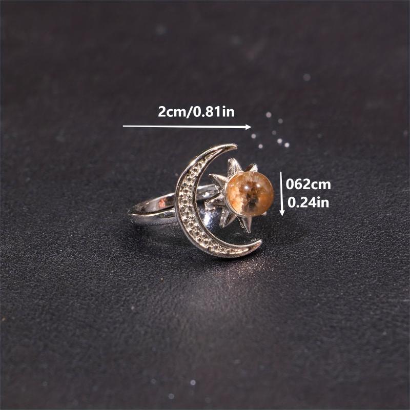 Natural Ghost Quartz Ring Jewelry Adjustable Ring Holiday Healing Crystals
