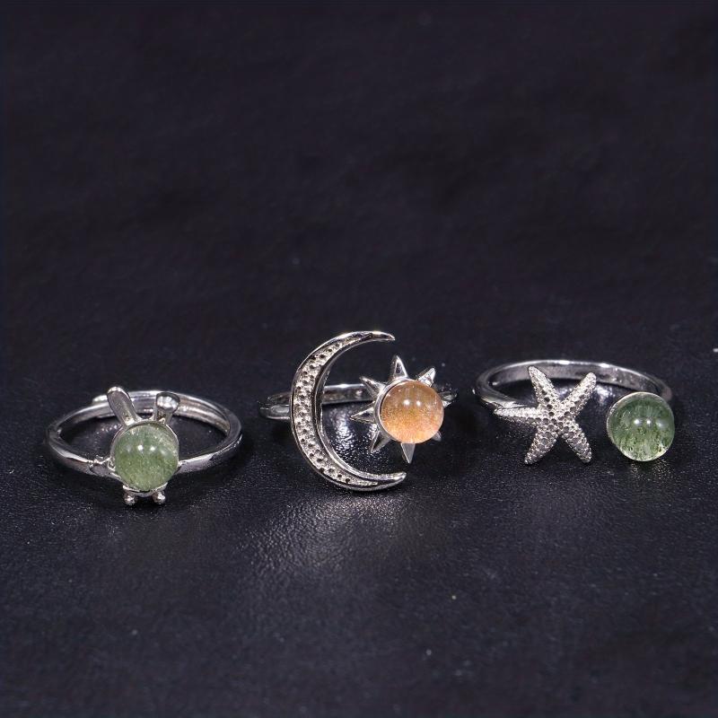 Natural Ghost Quartz Ring Jewelry Adjustable Ring Holiday Healing Crystals