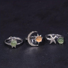 Natural Ghost Quartz Ring Jewelry Adjustable Ring Holiday Healing Crystals
