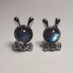 Moonstone Rabbit Stud Earrings Natural Crystal June Birthstone Jewelry