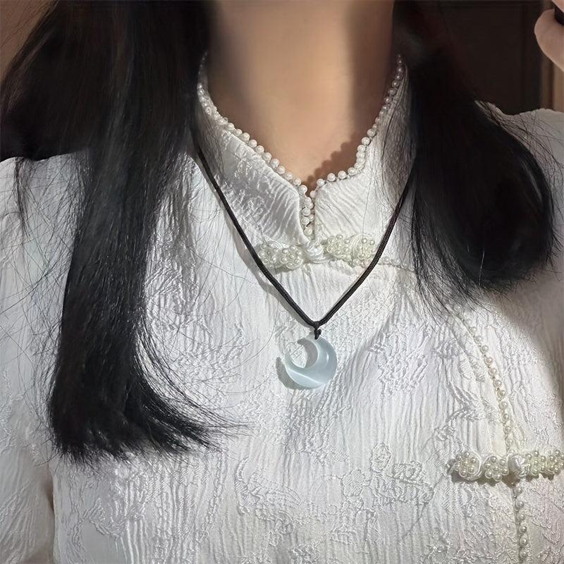 Chinese Style Moon Braided Necklace for Women