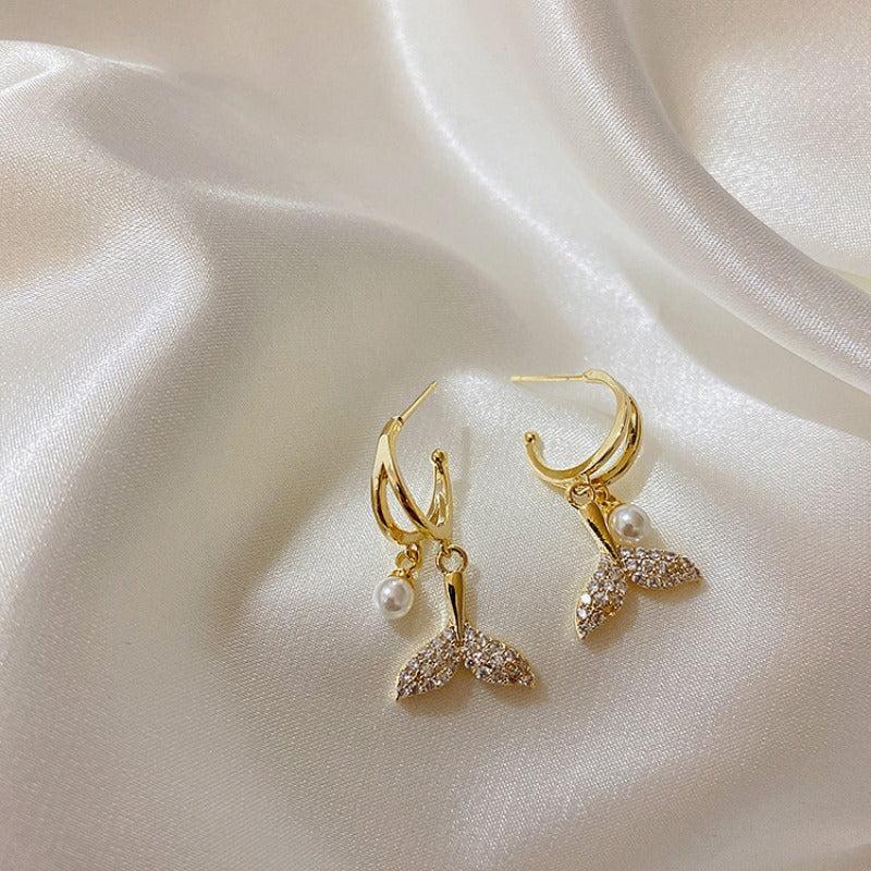 Fishtail Faux Pearl Earrings Women Earrings Holiday Gift