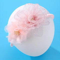 Pink Organza Flower Headband for Girls