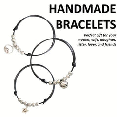 Y2K Bracelet Sets 6 Stackable Boho Hippie Gift Bead Bell Star Mountain