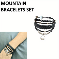 Y2K Bracelet Sets 6 Stackable Boho Hippie Gift Bead Bell Star Mountain