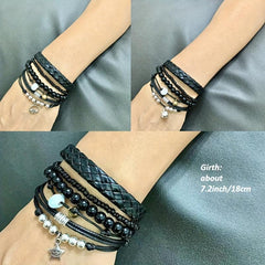 Y2K Bracelet Sets 6 Stackable Boho Hippie Gift Bead Bell Star Mountain