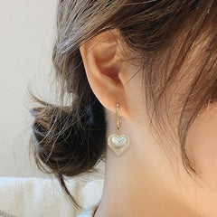 Heart-shaped Hollow Love Pearl Earrings Women Holiday