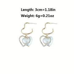 Heart-shaped Hollow Love Pearl Earrings Women Holiday