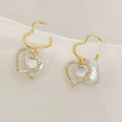 Heart-shaped Hollow Love Pearl Earrings Women Holiday