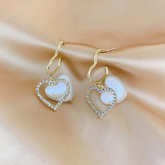 Heart-shaped Hollow Love Pearl Earrings Women Holiday