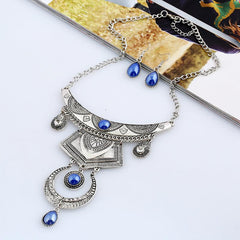 Vintage Water Drop Necklace Geometric Shape Jewelry Set