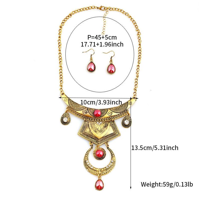 Vintage Water Drop Necklace Geometric Shape Jewelry Set